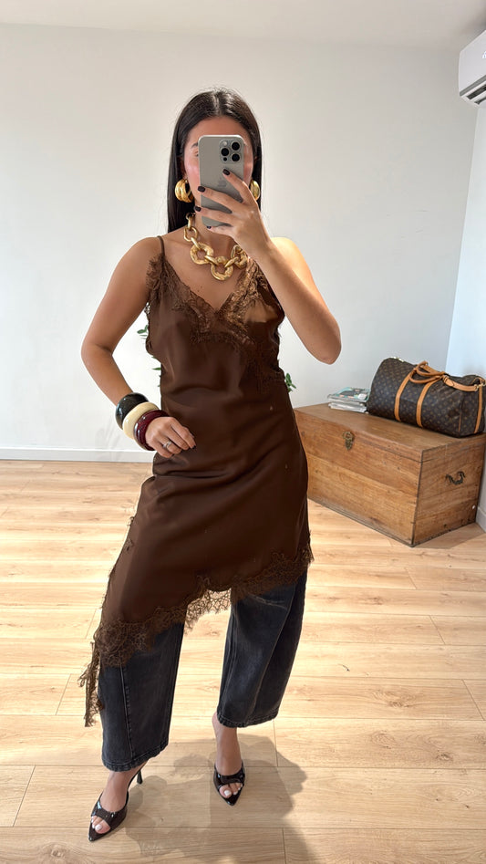 ROBE DENTELLE "LISON" CHOCOLAT OFFRE PROMOTIONELLE