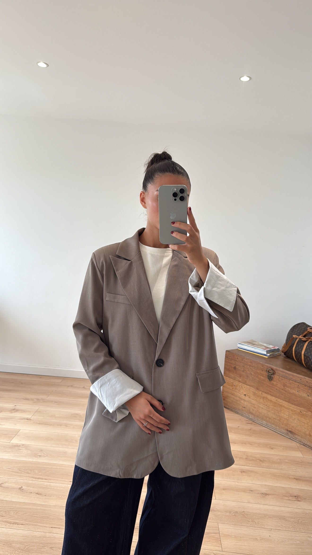 BLAZER OVERSIZE "LIVY" À REVERS - TAUPE