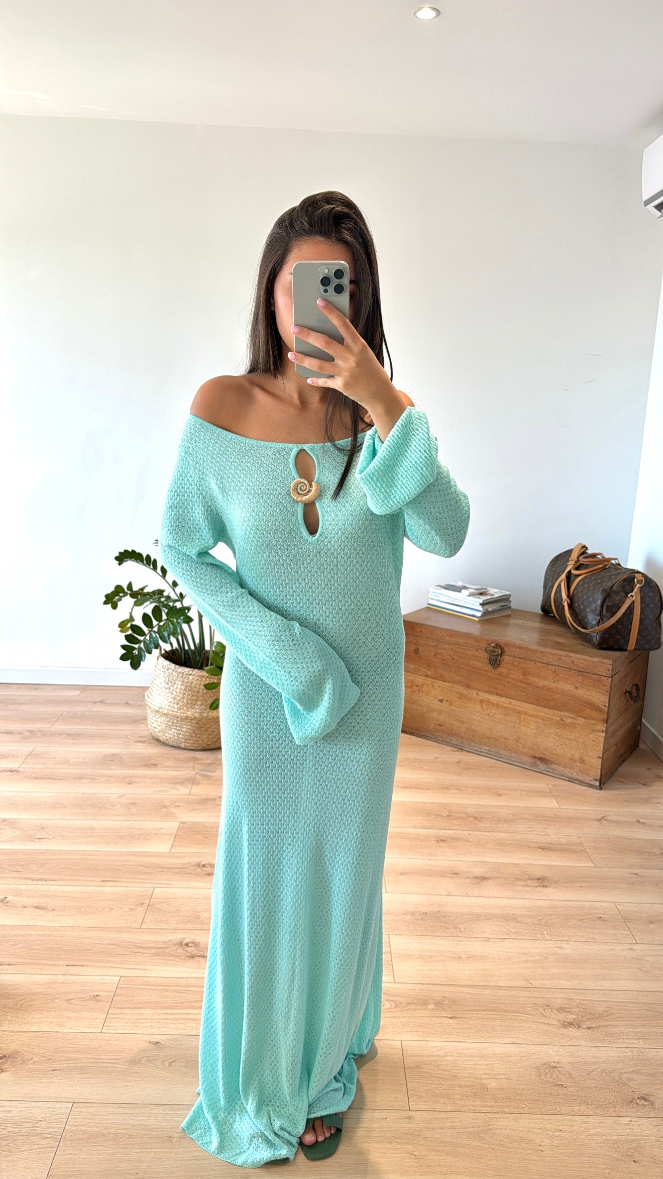 ROBE BLEU TURQUOISE "COPE ROSE"