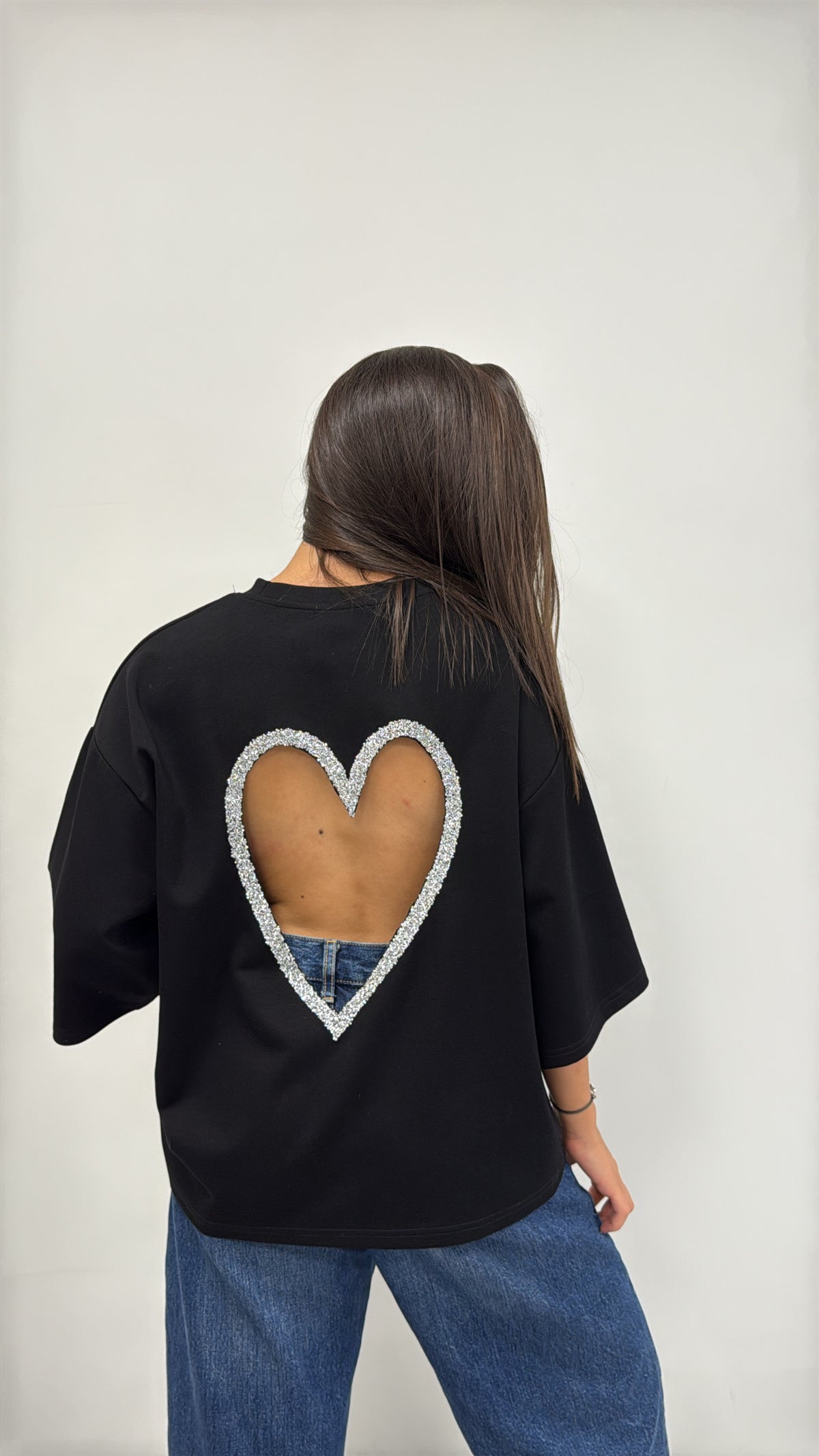 T-SHIRT NOIR "COEUR" "HAILEY"
