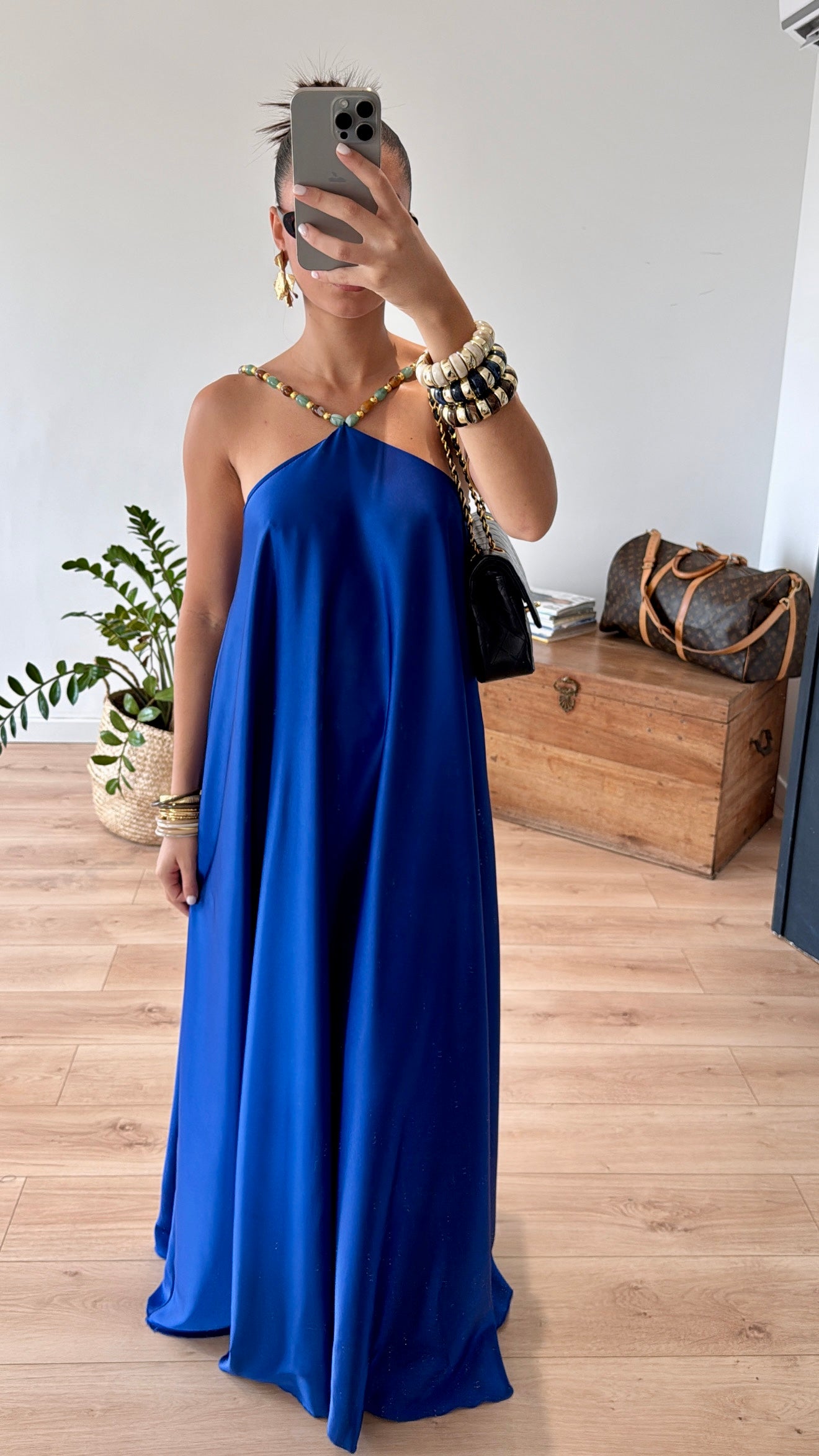 ROBE LONGUE BLEU ÉLECTRIQUE  "SOPHIE"