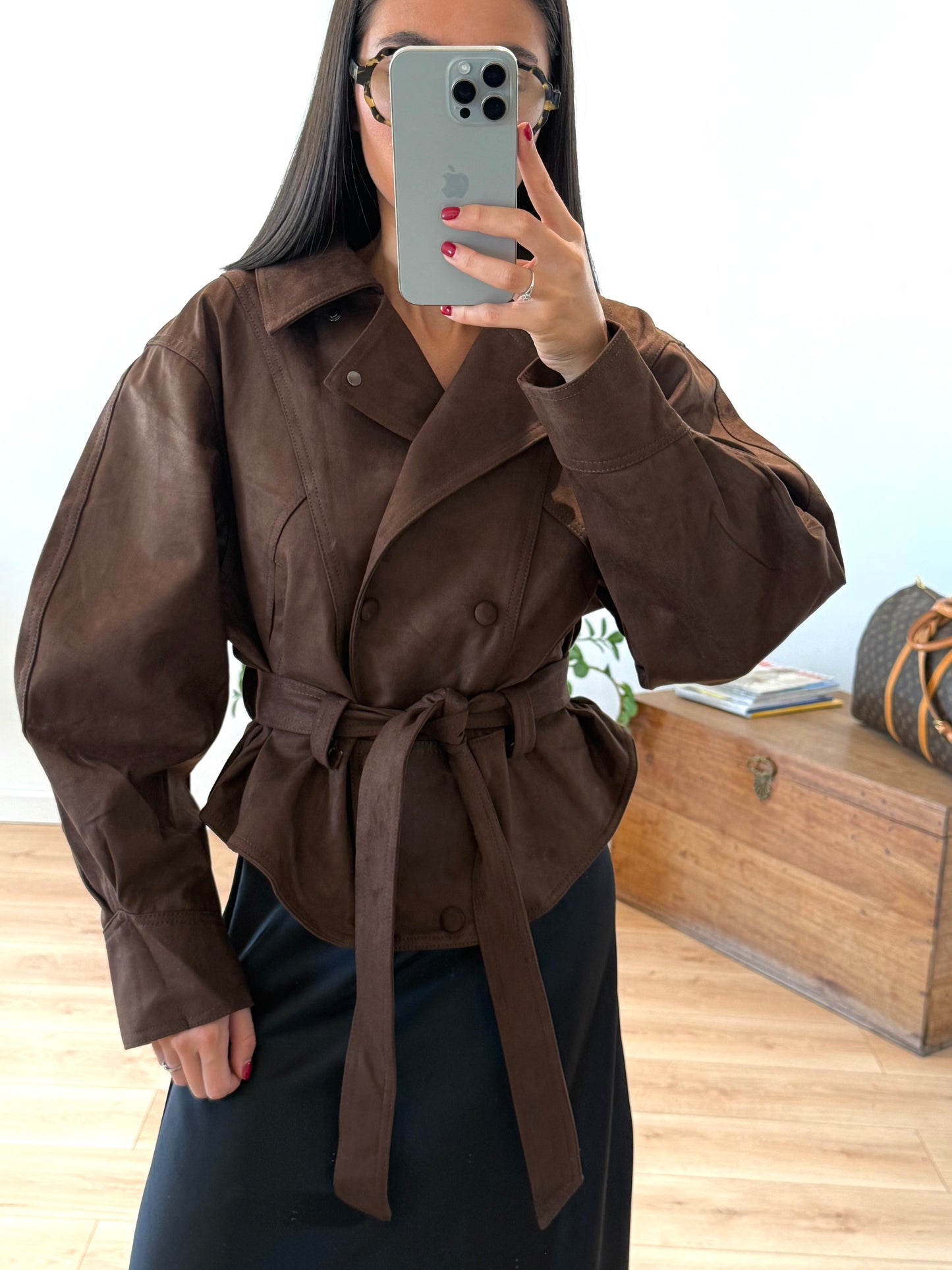 VESTE CEINTURÉE "ELIA" - CHOCOLAT