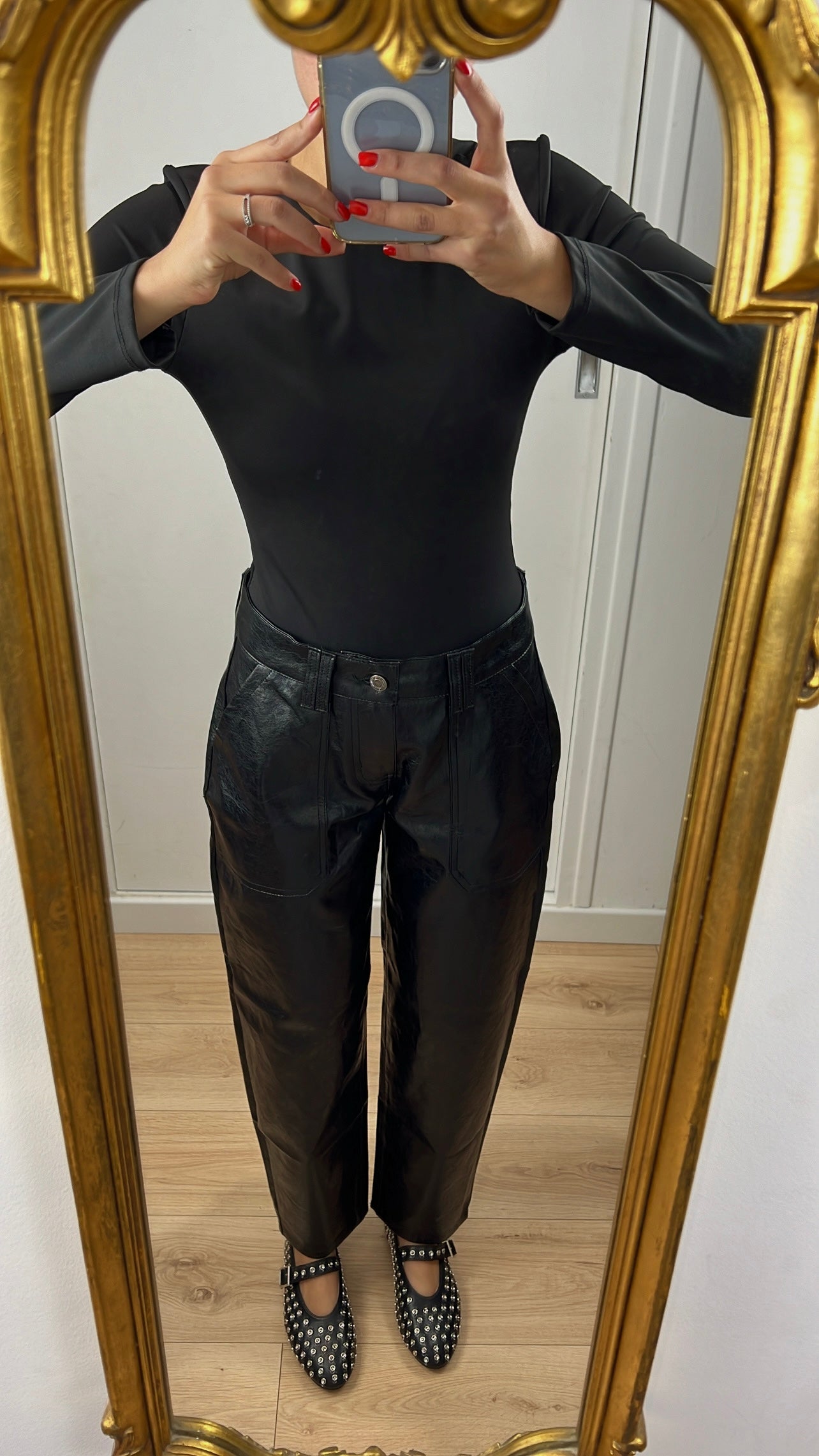 Pantalon noir ballon effet cuir "Isaak"