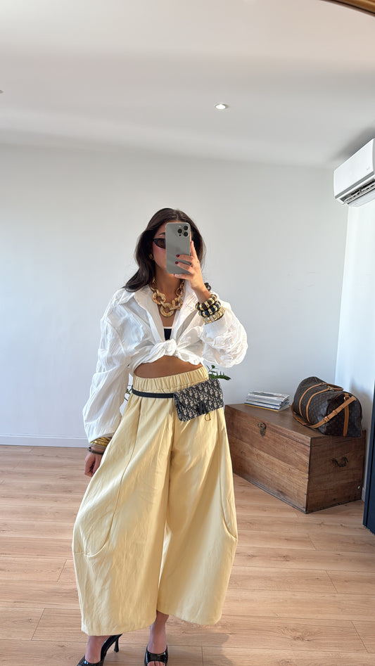 PANTALON SIMILI JAUNE « ALEXANDRIE »