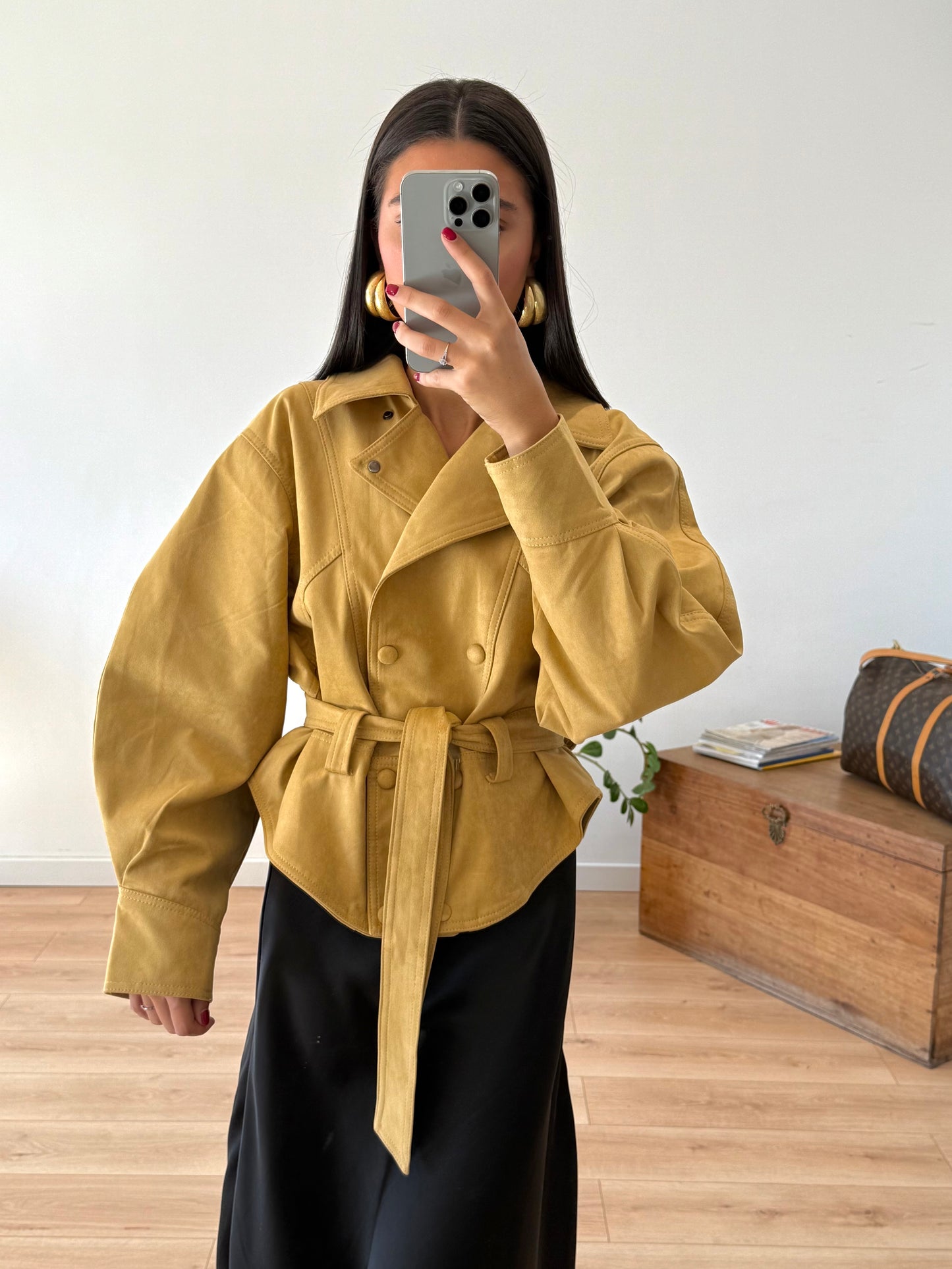 VESTE CEINTURÉE "ELIA" - MOUTARDE