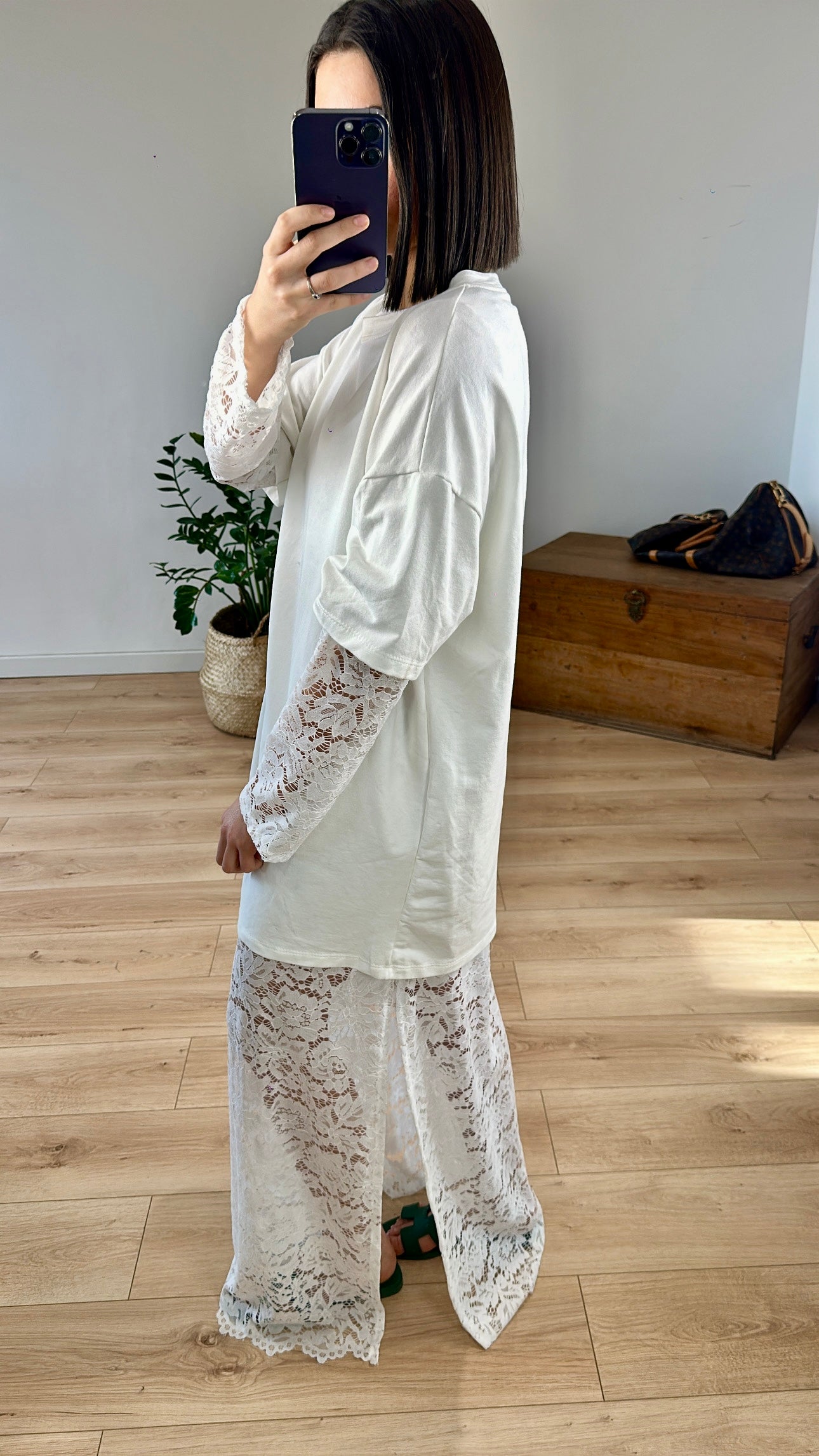 Robe T-shirt Longue BLANCHE
