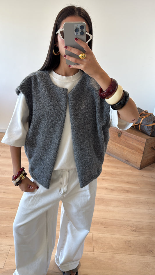 GILET SANS MANCHES "SASHA"  gris clair