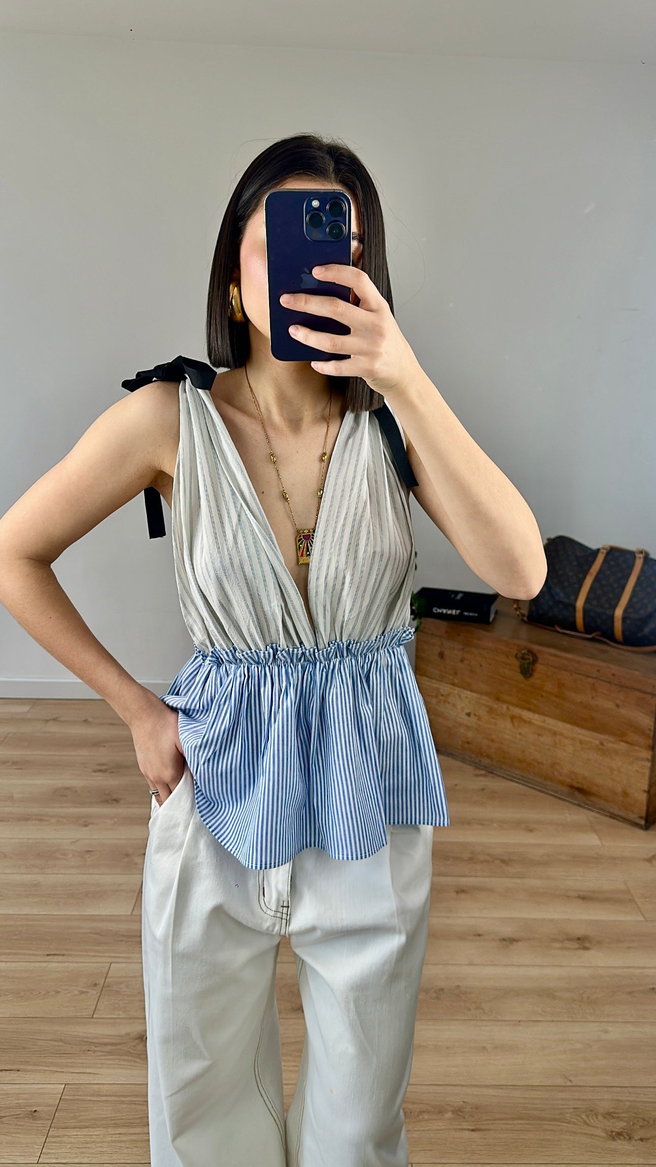Top "Calista" BLANC/BLEU