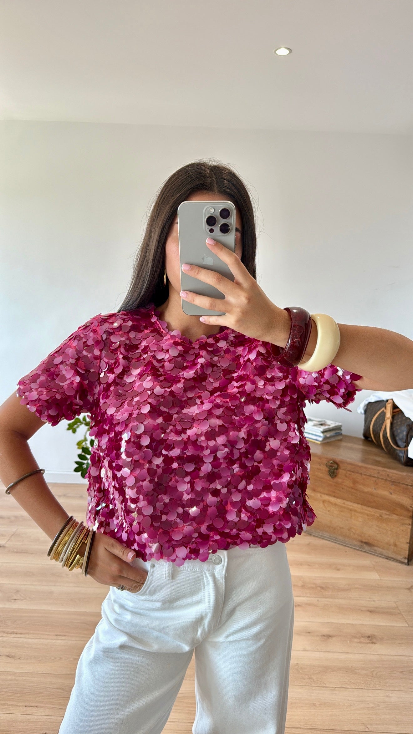 TOP ROSE SEQUINS "CLARISSE"