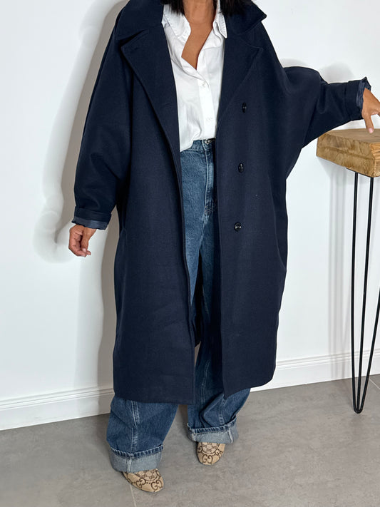 MANTEAU long oversize LEU MARINE