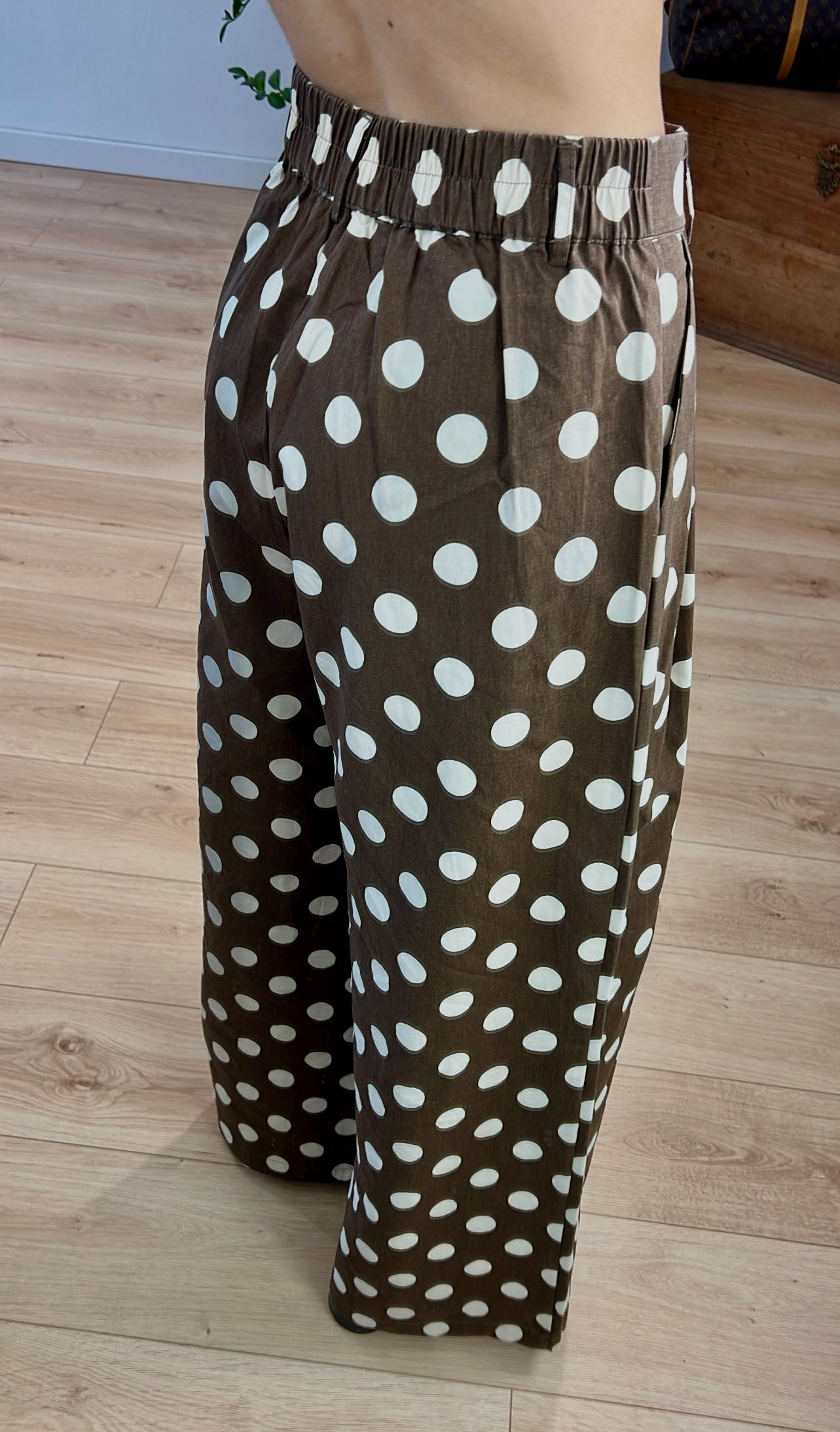 Pantalon a pois marron « Pauline »