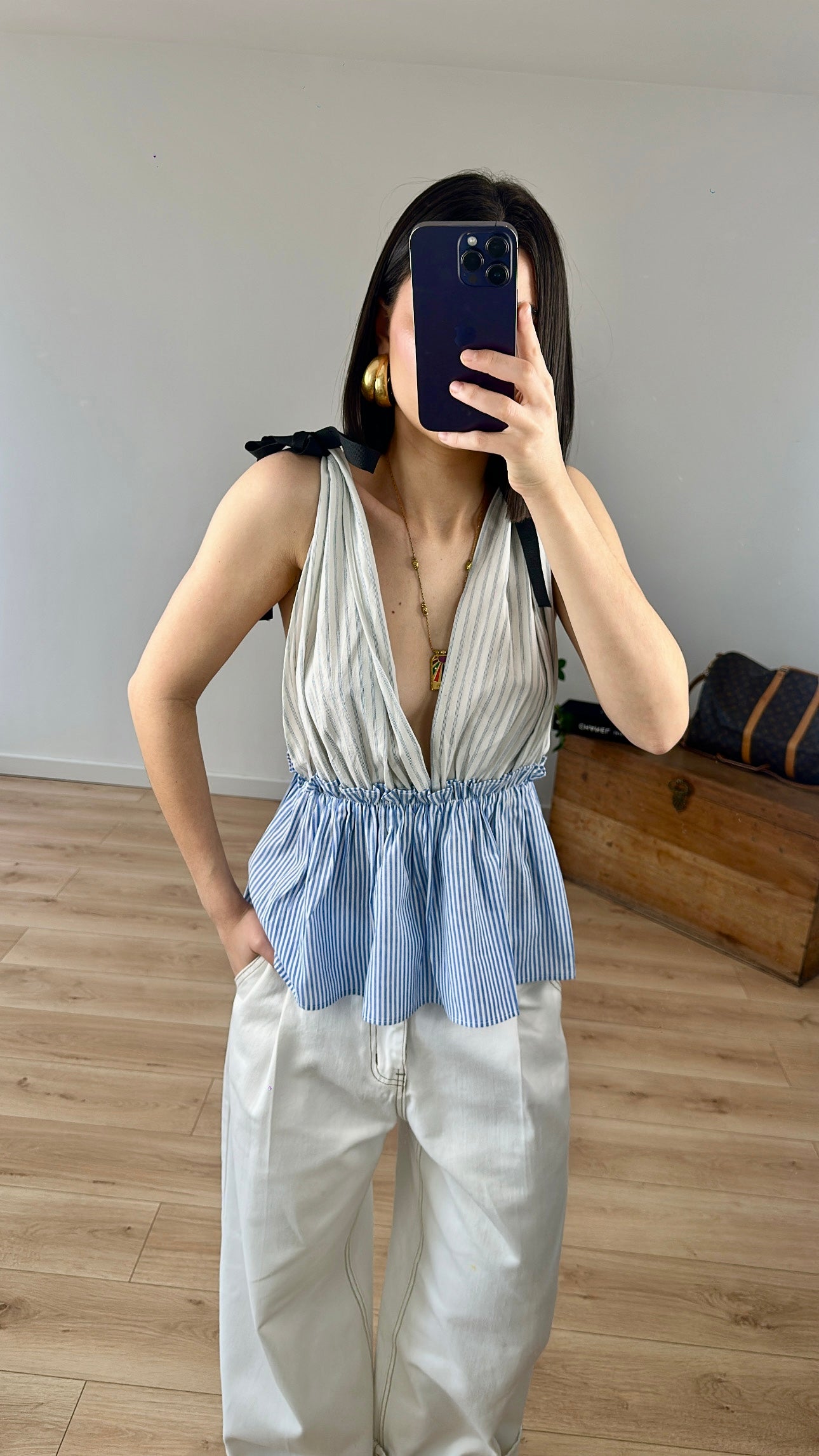 Top "Calista" BLANC/BLEU