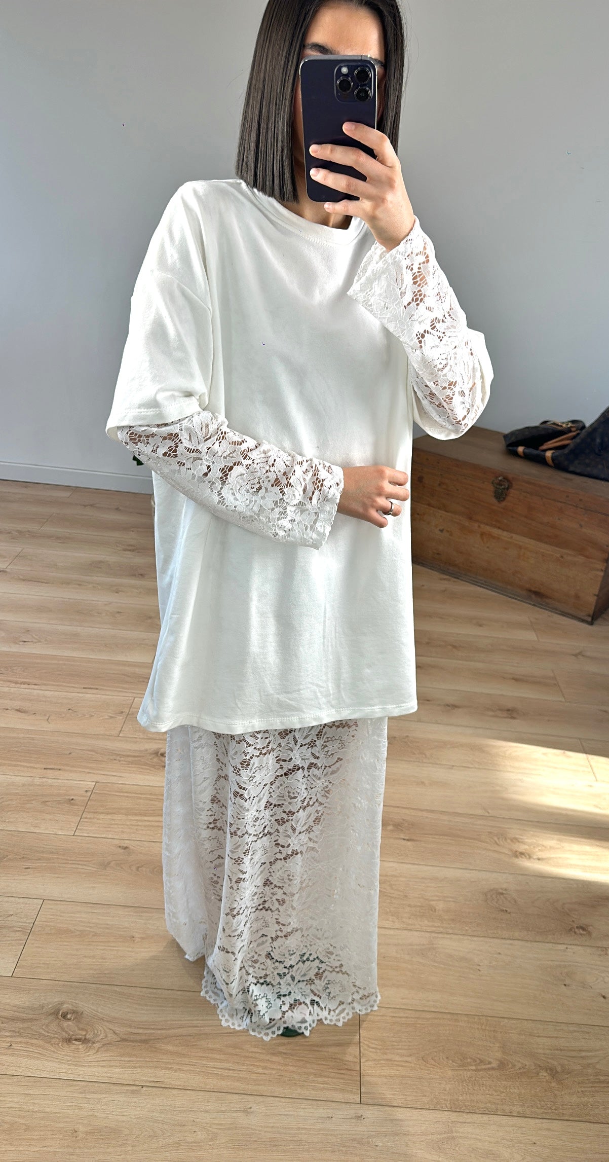 Robe T-shirt Longue BLANCHE