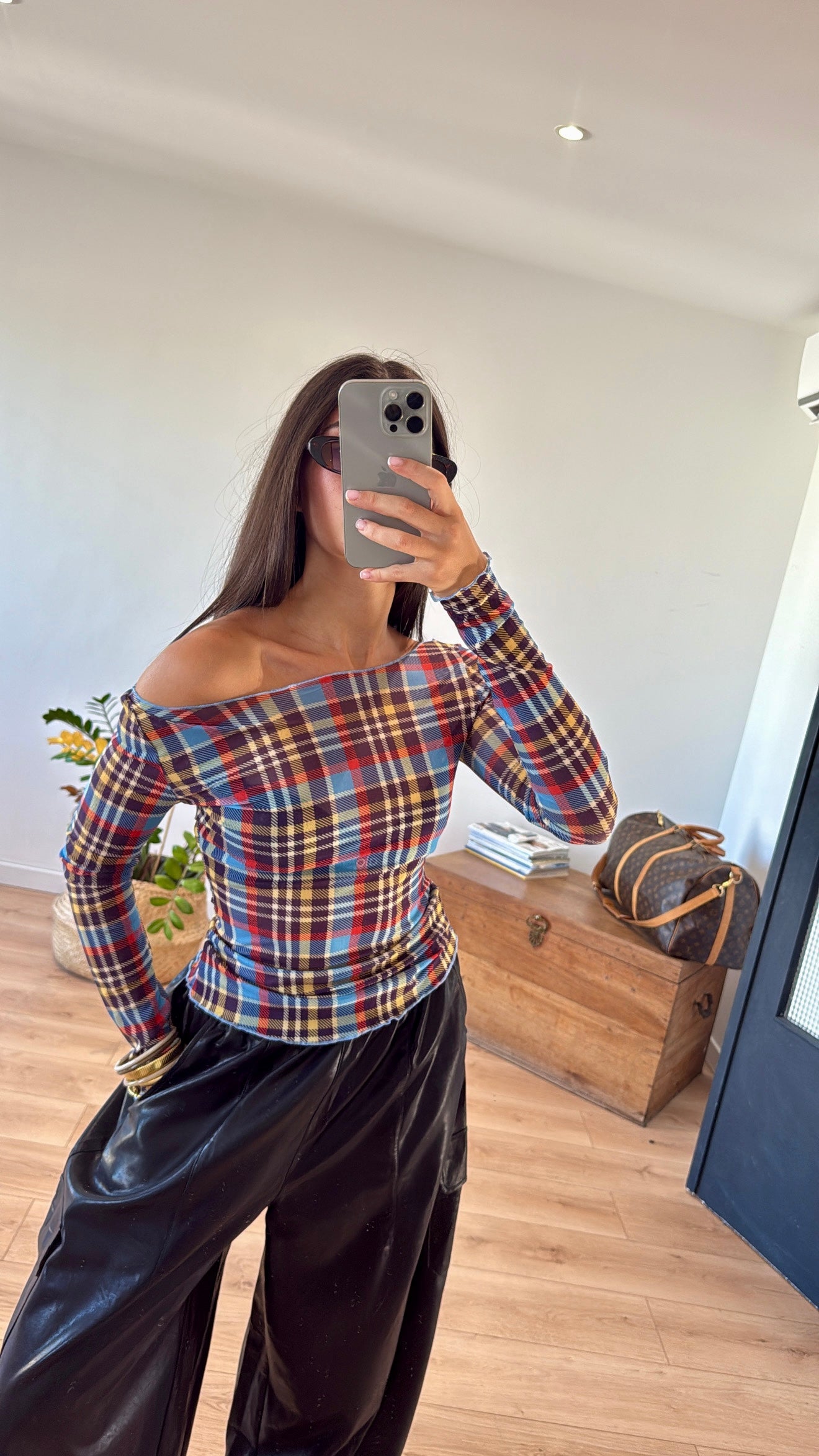 TOP BLEU "MEI" MANCHES LONGUES
