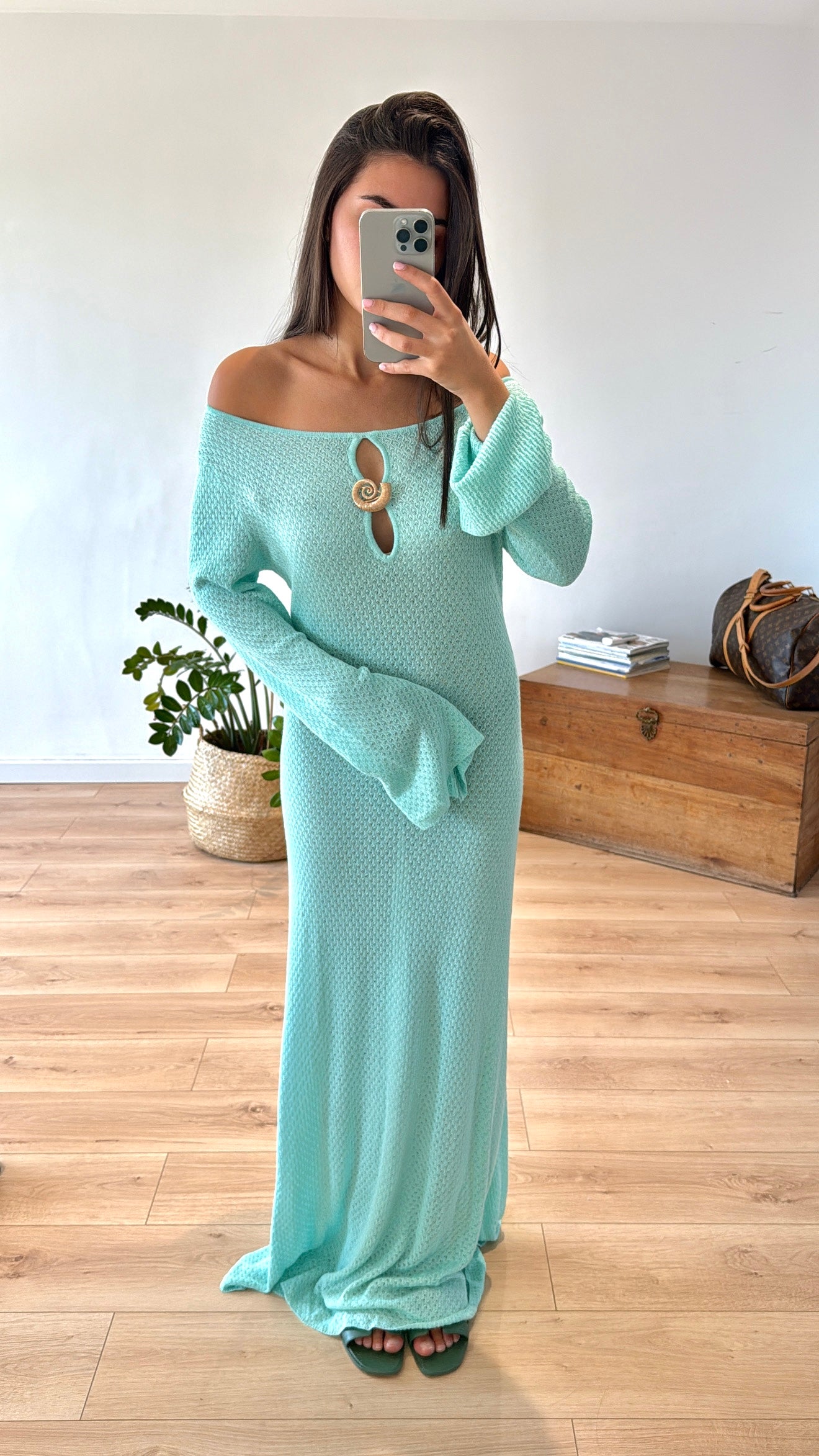 ROBE BLEU TURQUOISE "COPE ROSE"