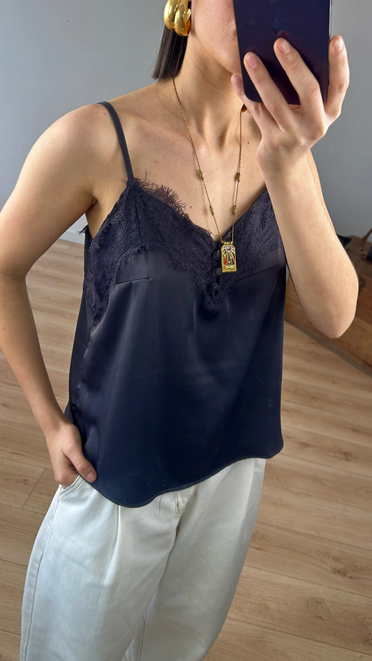 Top "Soléna" satin GRIS