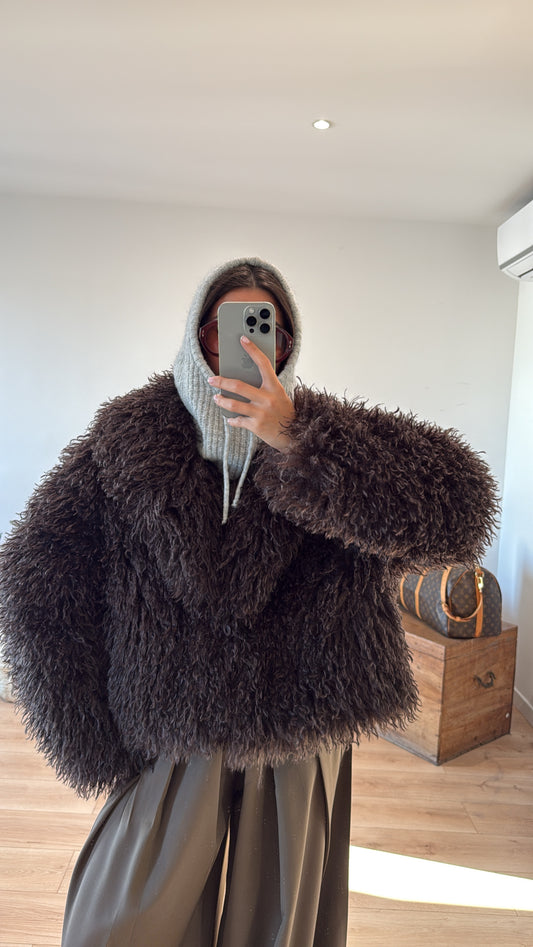 Veste Fausse Fourrure Chocolat "Sophie" expédition à partir du 03/11