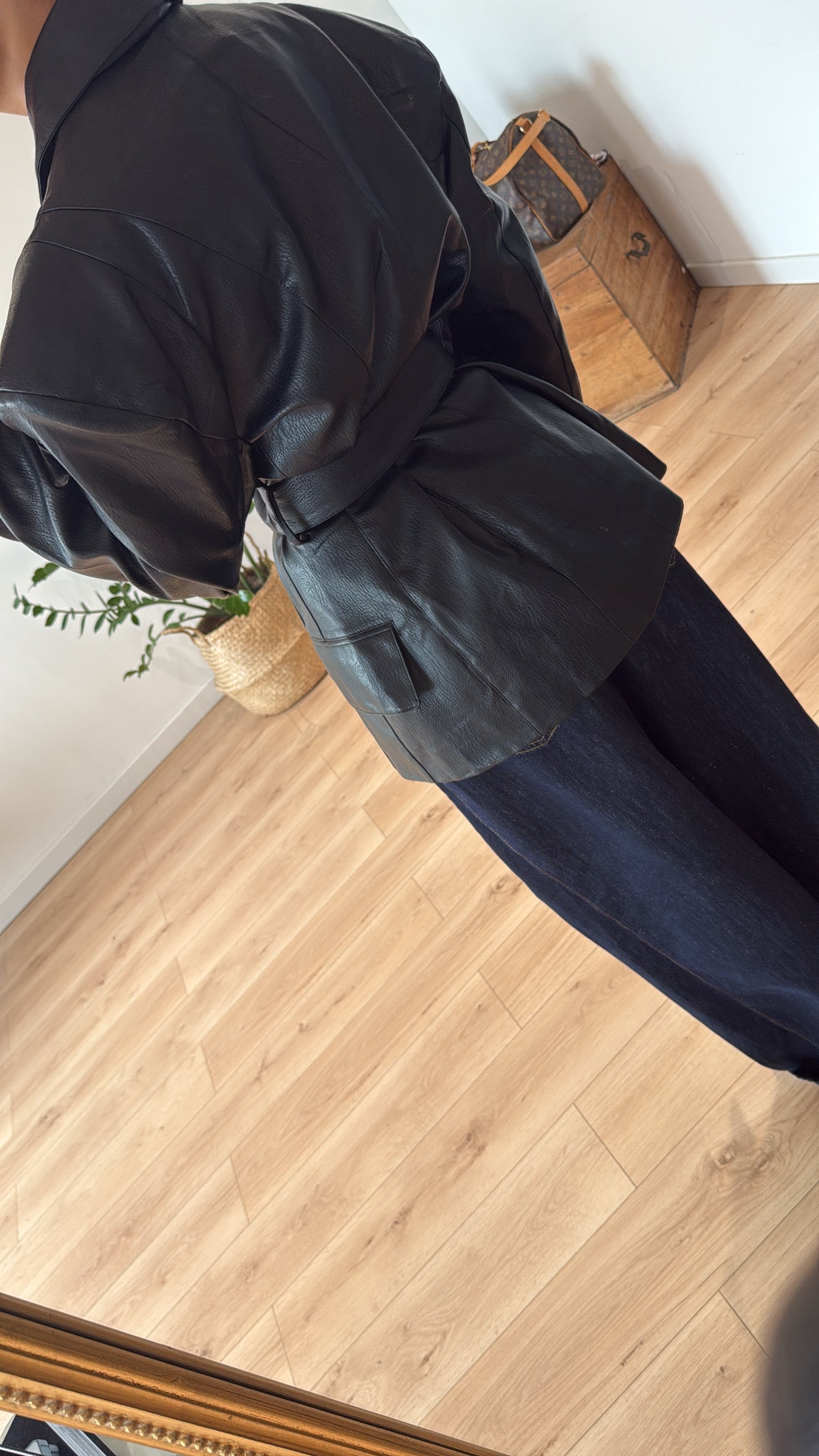 BLAZER CEINTURÉ "ESTER" - en cuir synthétique