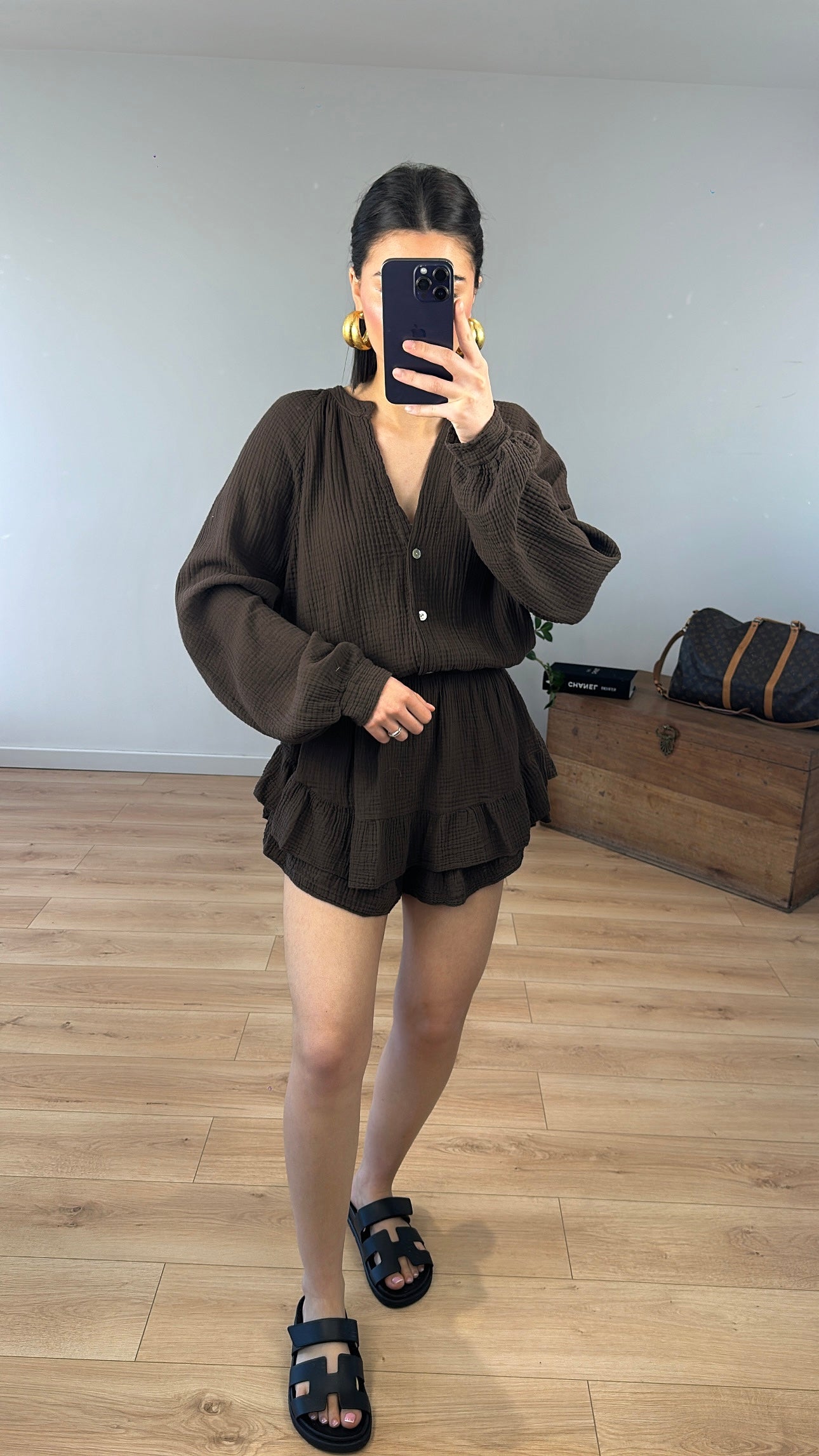 Combinaison-short "Maria" MARRON