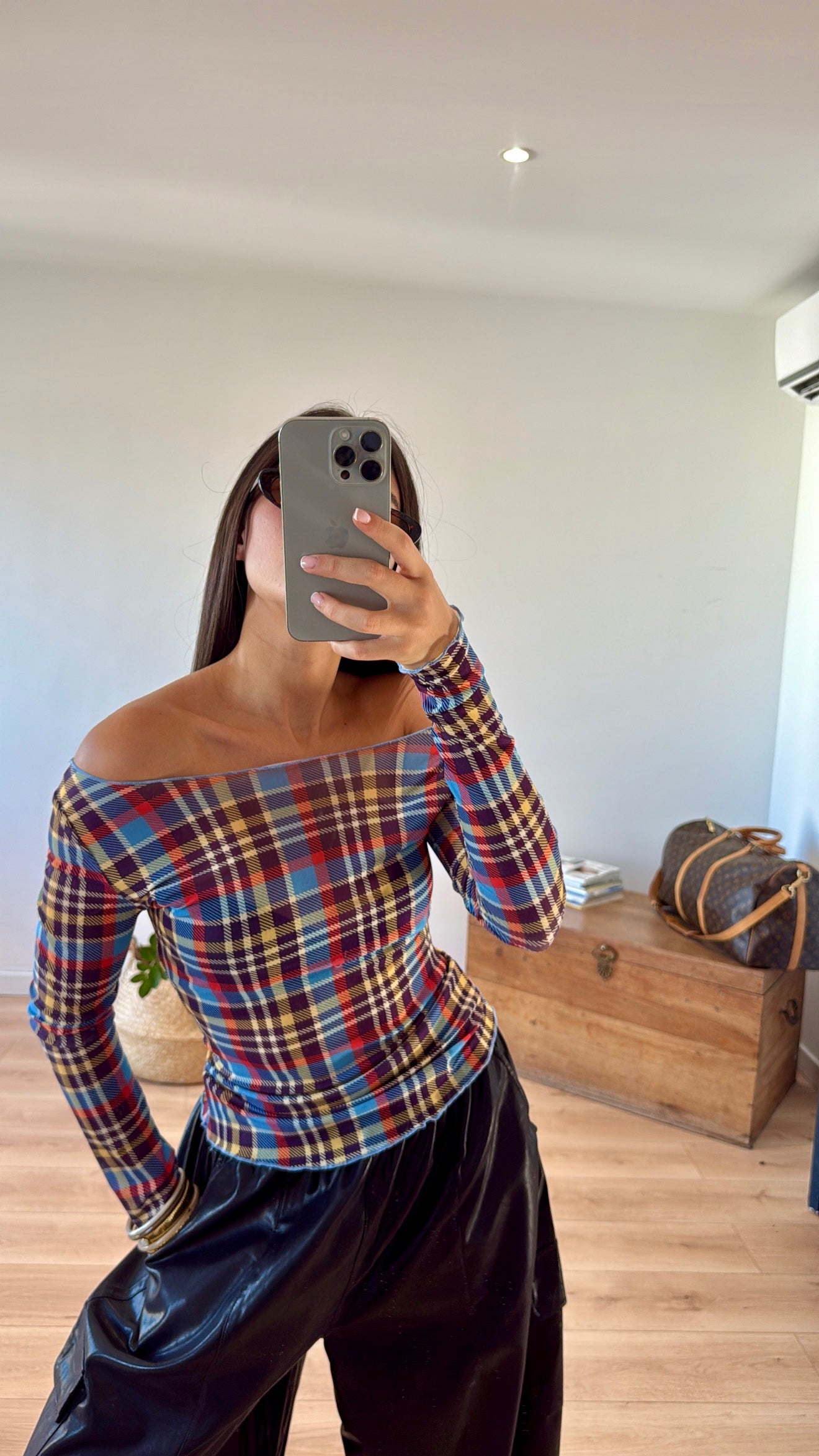 TOP BLEU "MEI" MANCHES LONGUES