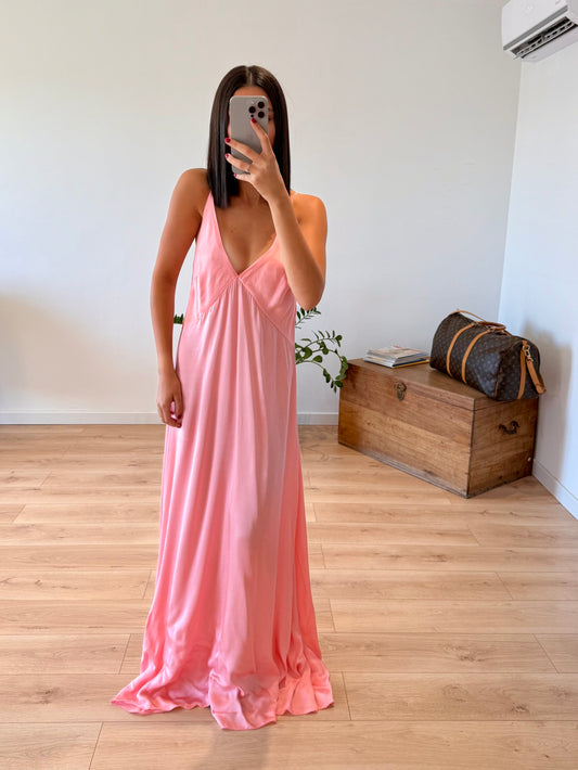 Robe longue "Elisa" corail