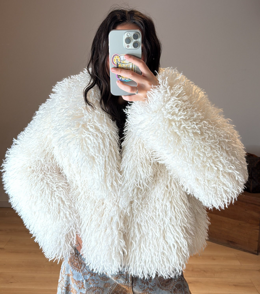 VESTE FAUSSE FOURRURE BLANCHE  "SOPHIE"