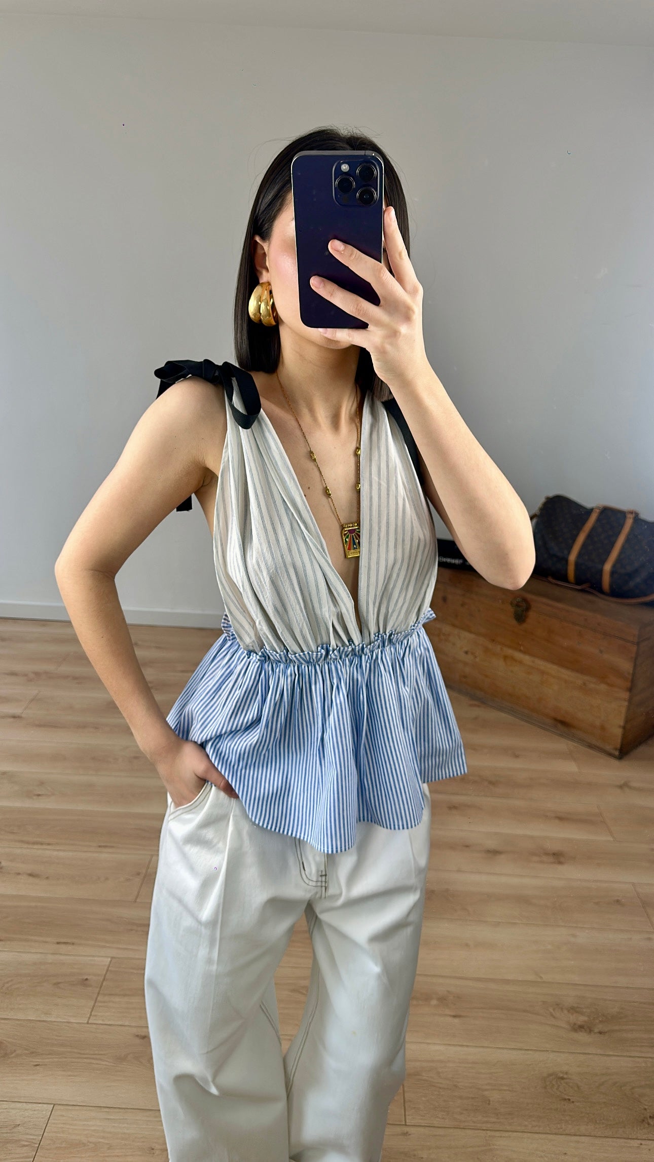 Top "Calista" BLANC/BLEU