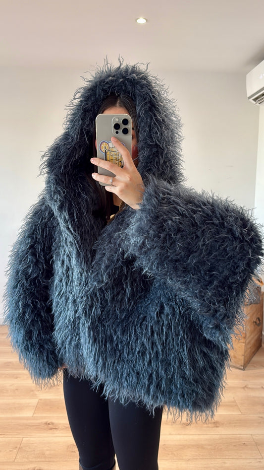 FOURRURE SYNTHETIQUE "ADDISON" BLEU NUIT