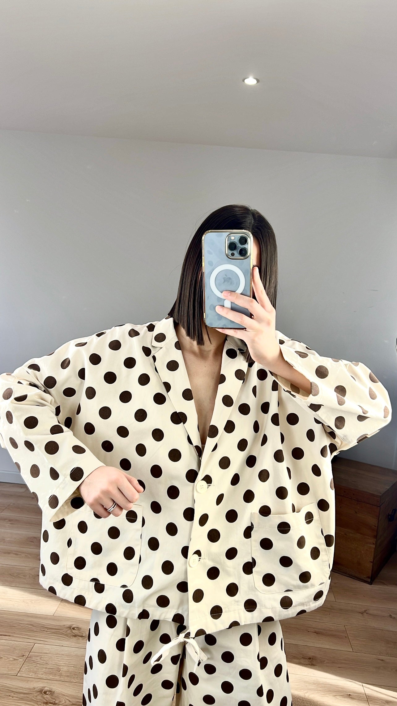 Chemise a pois beige « Hélena »