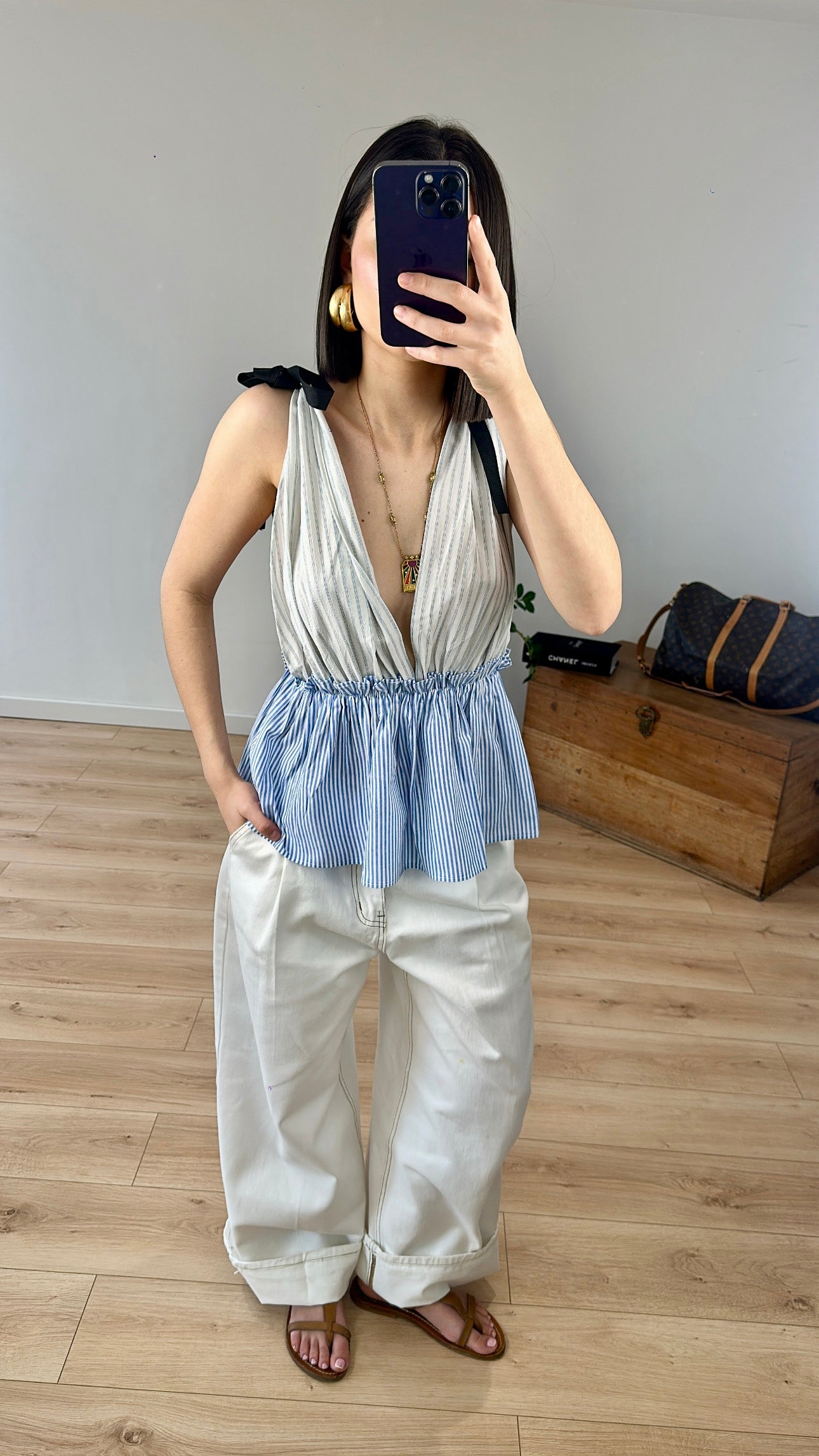Top "Calista" BLANC/BLEU