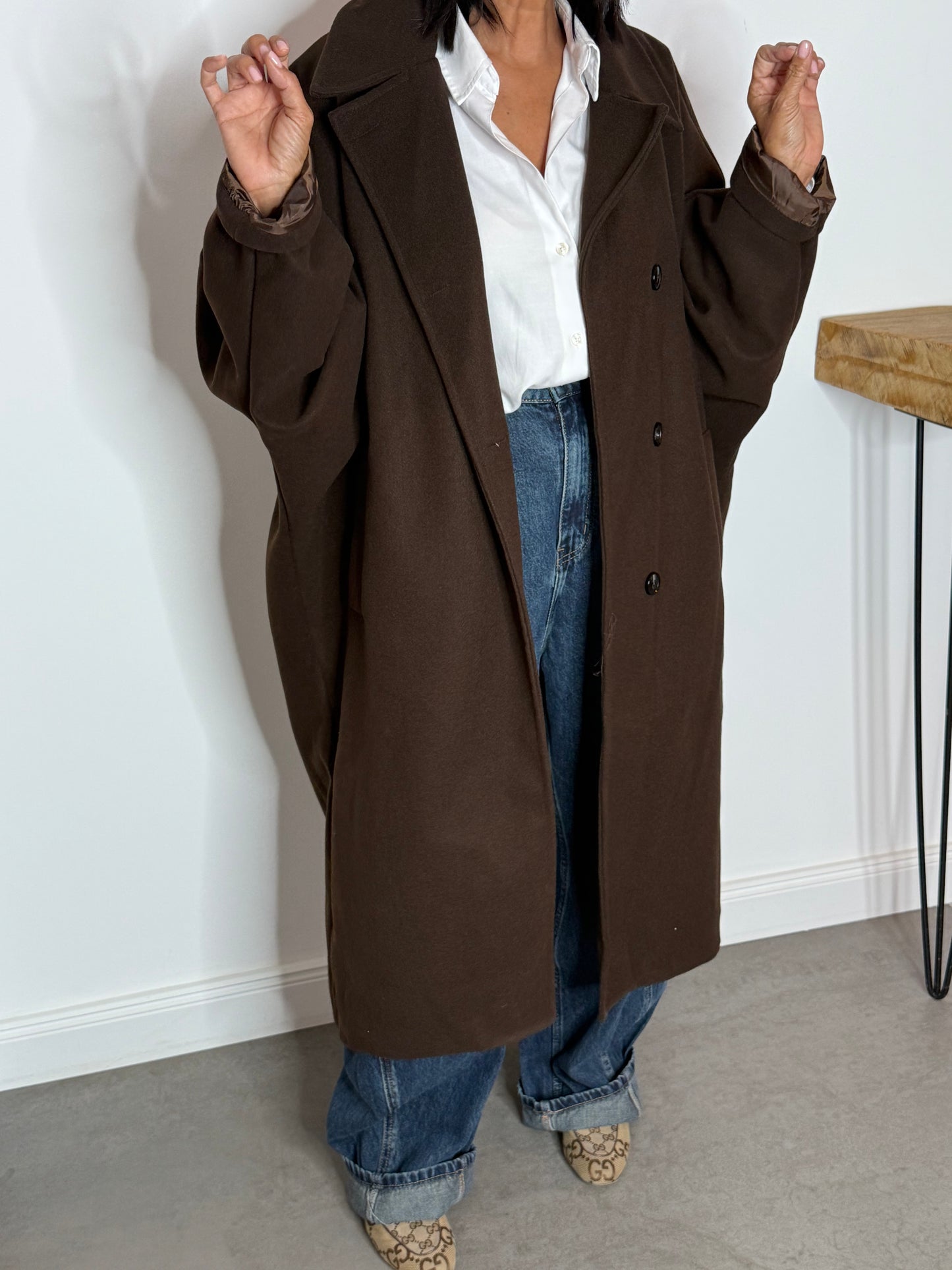 MANTEAU long oversize CHOCOLAT