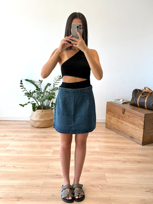 JUPE DENIM "SOFIA" À POIS
